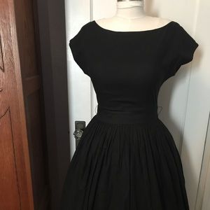 Black cotton 50s style swing dress.